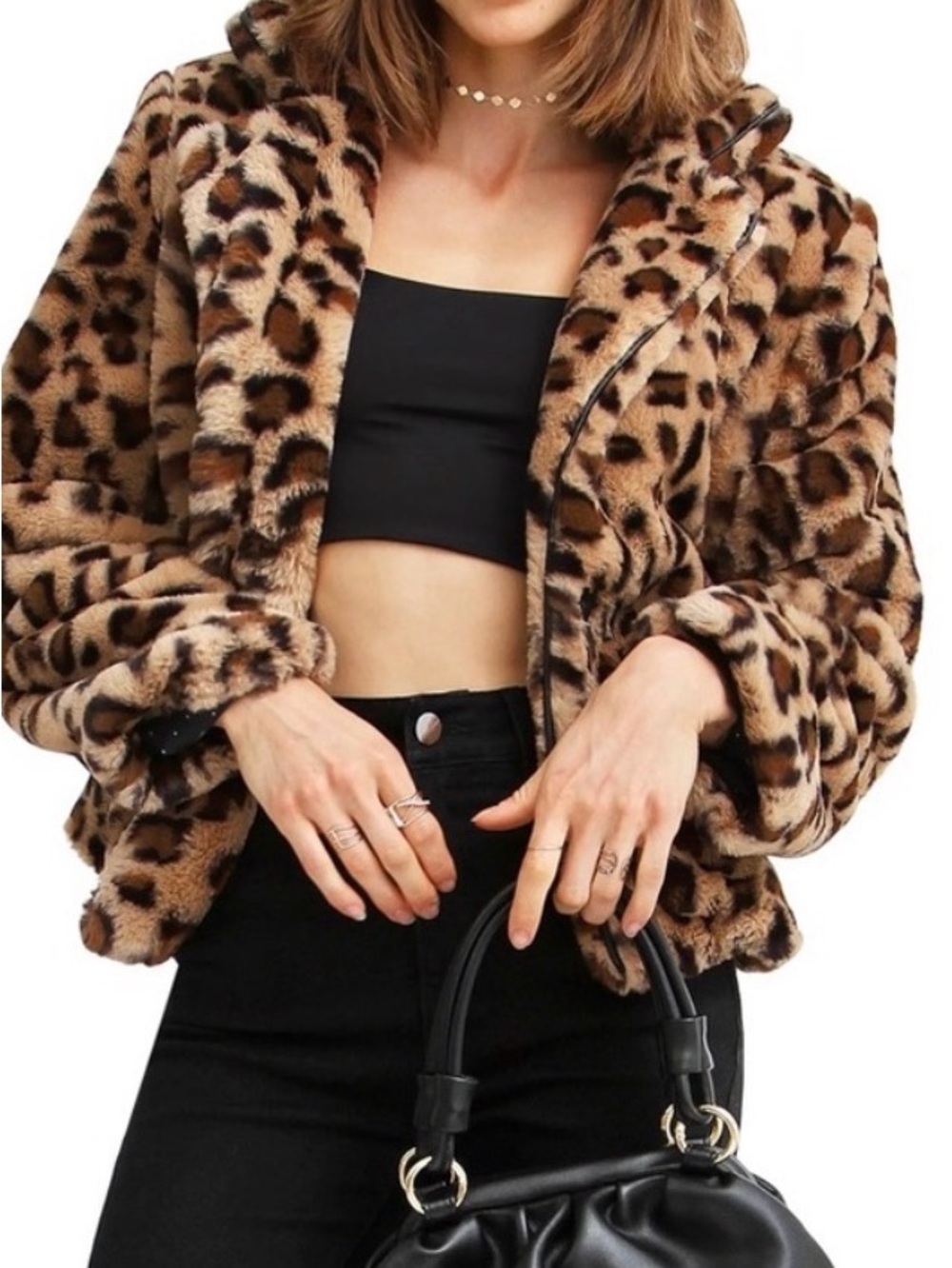 Leopard Print Faux Fur Teddy Jacket - Brown/Black Lovely condition
